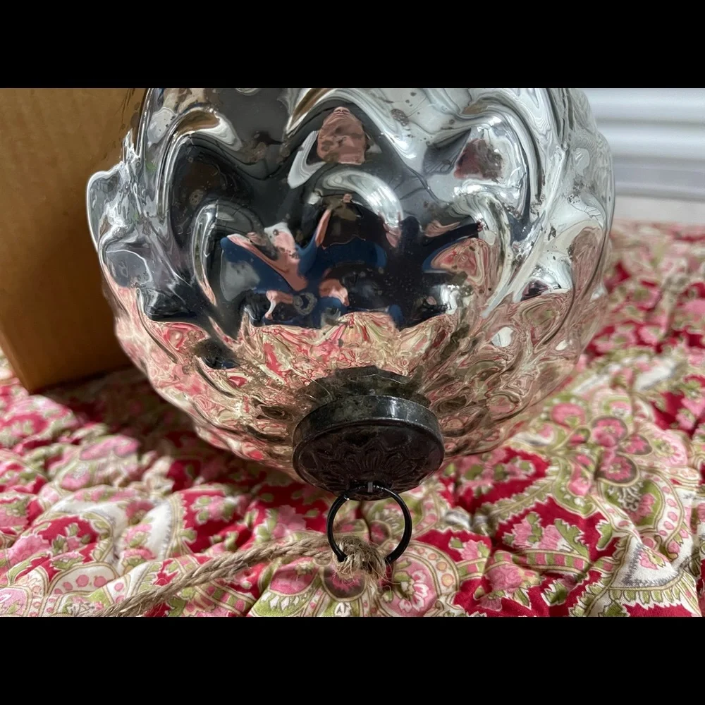 New Pottery Barn Oversized Mercury Scallop Sphere Christmas Ornament Decor
